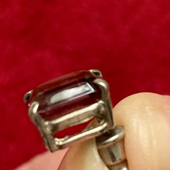 Vintage Amethyst Earrings.             Large Rectangle Studs - Picture 6 of 6